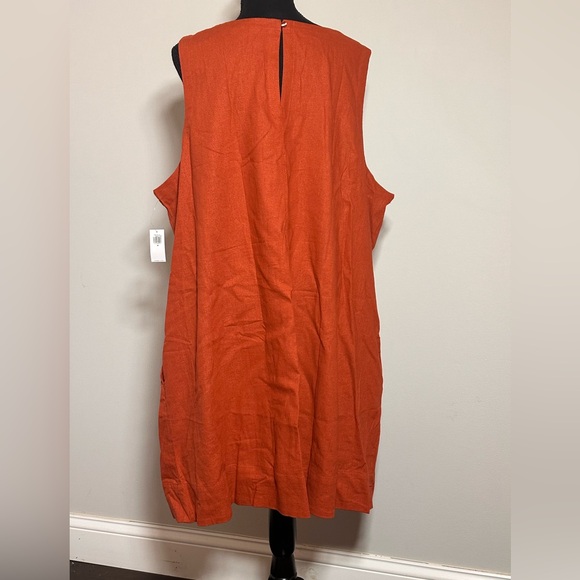 NWT Old Navy Linen Viscose Tank Dress Rust Orange Plus Size Women’s 3X - Picture 3 of 8